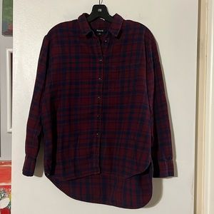 Madewell wine/navy plaid flannel shirt